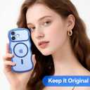 for iPhone 17 Case: [Cute Wave Frame][Fit for MagSafe] Military Drop Shockproof Protection, Camera Protective, Glossy Slim Magnetic Wavy Phone Cover for Women Girls 6.3'', Clear/Blue