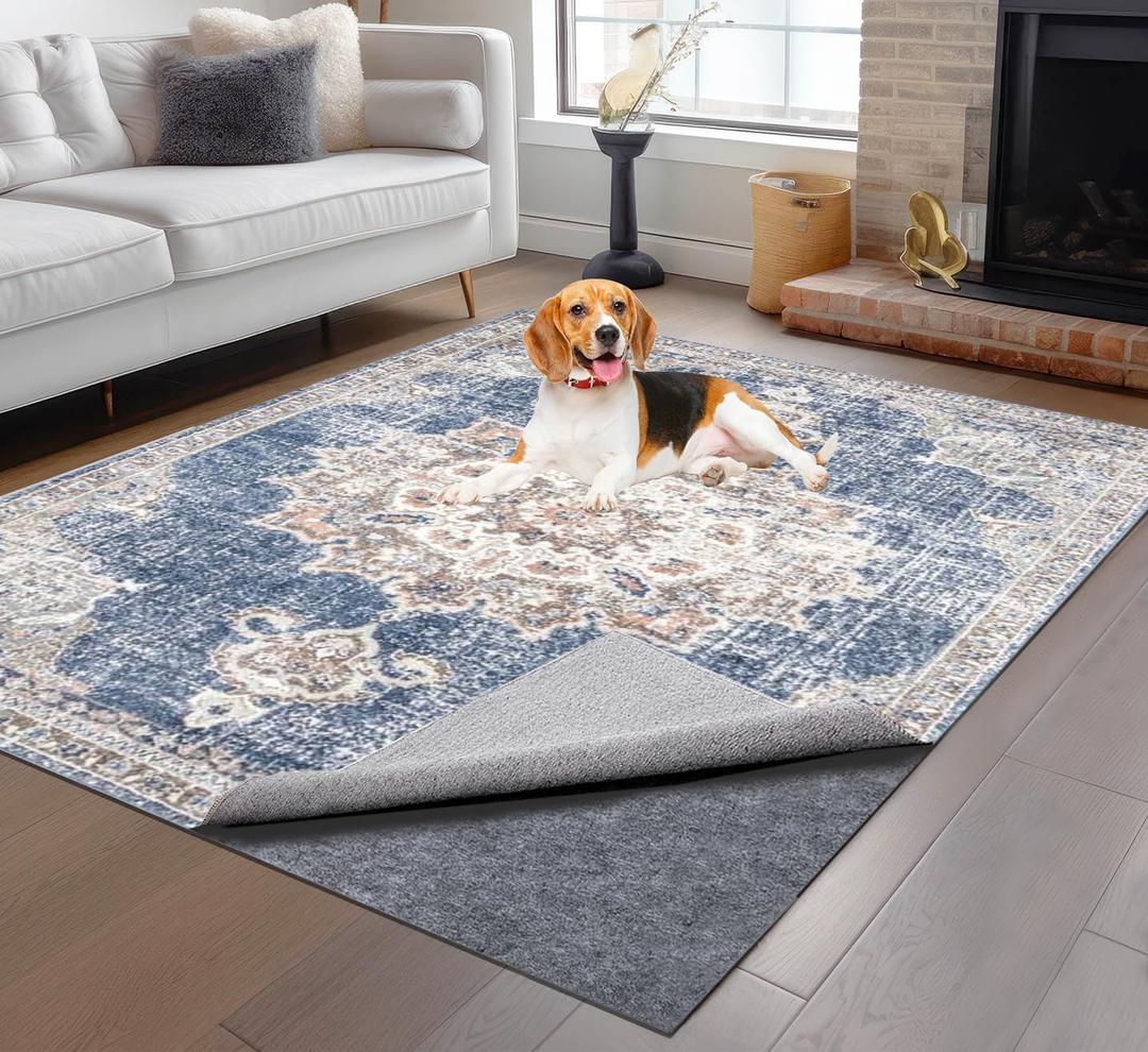 Non-Slip Rug Pads 8 x 10 ft, 100% Waterproof Extra Large Area Rugs Non Skid Rug Pad for All Floors and Finishes Durable Hardwood Floor Protective Felt Keeps Rugs in Place, Safe and Secure (8ftX10ft)