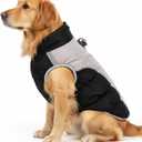 AURUZA Dog Coat, Warm Dog Winter Coat Waterproof Small Dogs Jacket with Harness Built Reflective Pet Vest with Zipper for Medium Dogs Windproof Pet Fleece Puffer Vest Snow Jacket for Cold Weather (3X-Large, Black.)