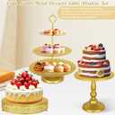 Fivenl 8 Pcs Cake Stand Gold Metal Dessert Table Display Set, 3-Tier Cupcake Stand, Cake Display Tower and Cookie Tray Rack Serving Tray for Birthday Party, Weddings, Baby Shower (Gold)