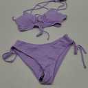 ZAFUL Women's Cheeky Bikini Set 2 Piece Sexy String High Cut Swimsuits Lace Up Tie Side Bathing Suits 2025 (Lavender Purple), Size S