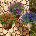 2 x Artificial Flowers, Fake Outdoor UV Resistant Boxwood Shrubs Faux Plastic Greenery Plants for Outside Hanging Planter Patio Yard Wedding Indoor Home Kitchen Farmhouse Decor(Magenta) (Fushia)