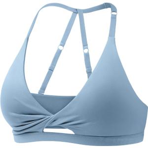 YEOREO Sports Bras for Women Open Back Workout Gym Bra Padded Medium Impact Yoga Tops with Ajustable Back Straps (Moonstone Blue)