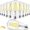 Hizashi Vintage LED Edison Bulb Dimmable, 6W Equivalent 60W, 4000k Neutral White, E26 Base Led Light Bulbs, 700LM, High CRI 95+ Eye Protection, Clear Glass, Pack of 12