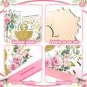 Suzile 6 Pcs First Communion Wooden Decorations Baptism God Bless Centerpiece Floral Baptism Decor for Christening Baby Shower First Communion Religious Birthday Party Supplies(Gold, Pink)