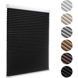 MYshade Blackout Cordless Cellular Shades Honeycomb Shade for Indoor Windows Room Darkening Blinds for Home Office Pull Down Window Shades Easy to Install 30 inch Wide, H72 Black Pleated Shade (30"W x 72"H)