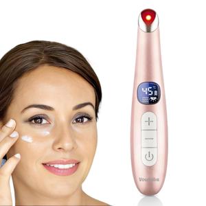 Eye Lift Wand, 3 in 1 Vibrating 98F to 113F LCD Eye Massager for Dry Eyes, Dark Circles and Puffiness, Face & Neck Lifting Tool for Fine Lines and Wrinkles, Rose Gold
