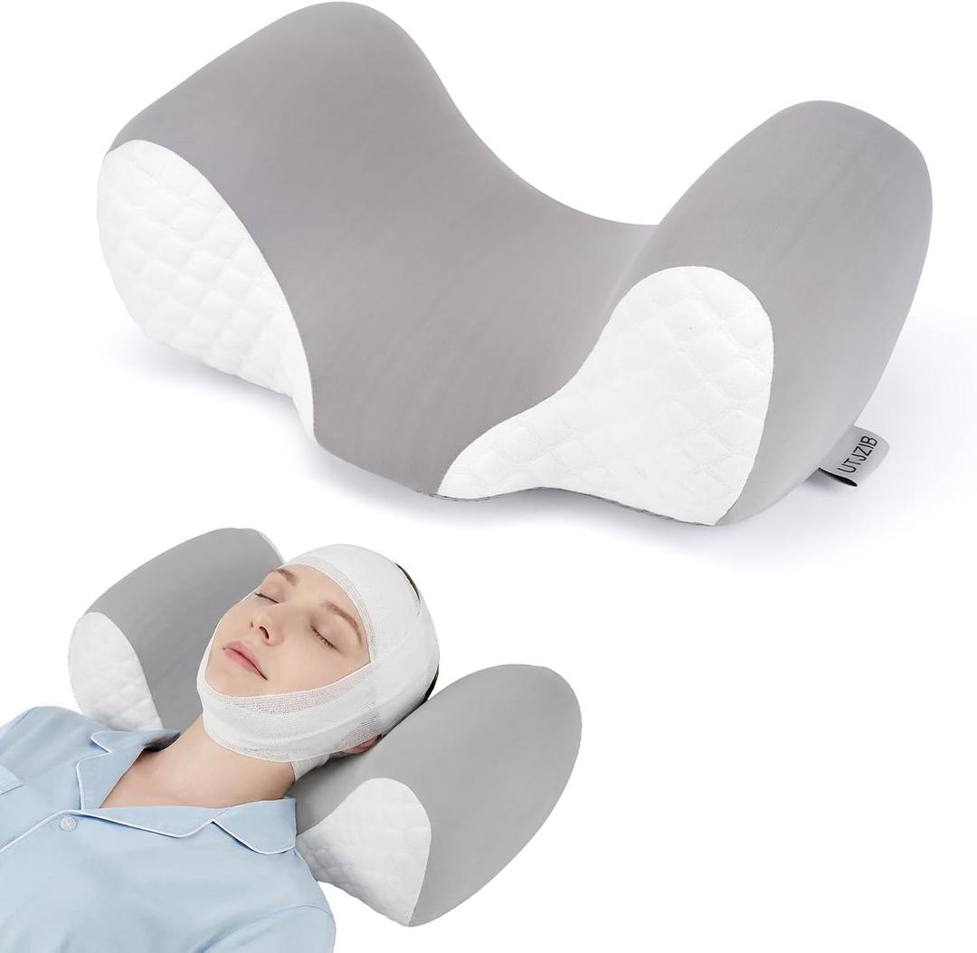 Facelift Surgery Recovery Pillow - Memory Foam Head Sabilizer Pillow - Support Back Sleeping Training Pillow for Facial Surgery, Hair Transplant, Rhinoplasty., Large