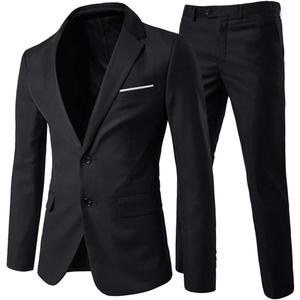 Cloudstyle Men's 2-Piece Suits Slim Fit 2 Button Dress Suit Jacket Blazer & Pants Set (Medium, Black)