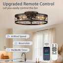 VOLISUN Caged Ceiling Fan with Light and Remote,19.7 inch Fandelier Ceiling Fan with Light Flush Mount, Farmhouse Bladeless Ceiling Fans with Lights for Kitchen,Bedroom