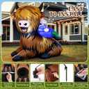 Leyndo 5 ft Summer Inflatables Highland Cow with Gnome Inflatable Outdoor Decoration for Summer Outdoor Garden Lawn Yard Party