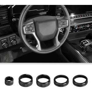 Voodonala Radio AC Knobs Air Conditioner Switch Button Center Console Switch Knob Cover Trim for 2022-2026+ Chevy Silverado GMC Sierra Interior Accessories Aluminum Alloy Black