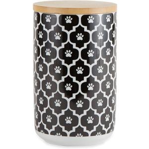 Bone Dry Lattice Collection Pet Bowl & Canister, Treat Canister, 4x6.5 inches, Black
