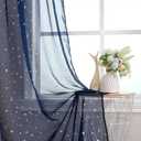 WUBODTI Navy Blue Star Curtains for Boys Room Nursery Living Room 2 Panels, Cute Silver Star Voile Semi Sheer Curtain Drapes Rod Pocket Light Filtering Kids Window Treatments,39 x 79 inch (39"W x 79"L (Pack of 2), Color 3)