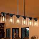 Dining Room Light Fixture Island Lights for Kitchen 6 Light Kitchen Island Light Fixtures Farmhouse Dining Room Light Linear Black Chandeliers for Dining Room Modern Black Pendant Light, Black-43inches