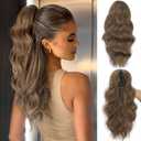 FREEMEIGE Claw Clip Ponytail Extension Short Wavy 16" Synthetic Ponytail Extension Clip in Pony Tails Hair Extensions for Women Fluffy Natural Looking Hairpiece for Daily Use