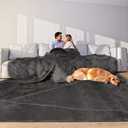 PHF Oversized Blanket 120x120 Inches, Giant Huge Companion for Bed, Sofa,Travel and Camping, Extra Large Big Soft Blanket Fits The Whole Family and Outdoors, Dark Grey 10'x10'