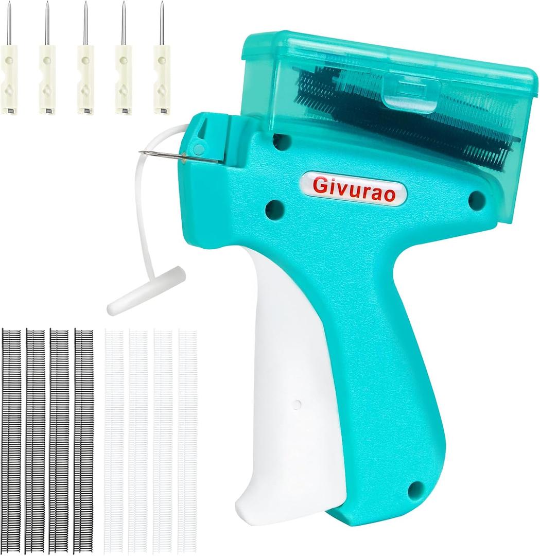 Stitch Gun for Clothes With Storage Box, Handheld Stitch Gun Quick Clothing Fixer Micro Sewing Tagging Gun Kit for Clothing One Stitch Sewing Gun Includes Needles Fasteners (Blue