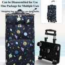 2 in 1 Shopping Cart with Wheels, Grocery, Portable Utility Dolly, Luggage Cart, Foldable Hand Truck with Built-in Removable Waterproof Bag for Shopping, Camping, Travel (Starry Sky)