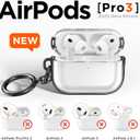 2 x for Airpods Pro 3 Case Clear, Soft TPU Transparent Anti-Yellowing for Apple AirPods Pro 3rd Generation (2025) Case Cover for Men & Women with Keychain, Military-Grade Shockproof, Clear+Black