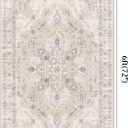 4x6 Bedroom Rug, Soft Non-Slip Vintage Medallion Rug, Low-Pile Printed Indoor 4x6 Washable Area Rugs for Living Room, Bedroom Bedside -Light Blush/Cream