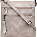 MASINTOR Crossbody Purses for Women, Multi Pocket Casual Crossbody Bag, Adjustable Strap Shoulder Bag with Tassel, Vintage Grey