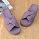 Enteer Platform Corduroy Slippers for Women, Memory Foam Slides with Arch Support, Cozy Crossband Bow Slippers, Non-Slip Indoor Outdoor Bedroom Shoes (Purple)