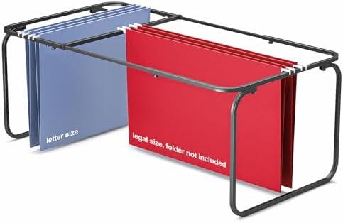 Upgraded Adjustable Hanging File Folder Frame,Legal/Letter Size,Length Adjusted 16 to 25 inches,Heavy Duty Steel File Drawer/Cabinet Organizer Insert, Hanging Folder Holder,12.598" W X 9.45" H
