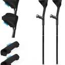 Forearm Crutches Pair+Forearm Crutches Pads, Elastic Crutches Padding for The Elbow, for Open Cuff Crutches, Shock Resistant Increases Walking Comfort Forearm Crutch Pads (Black Kit)