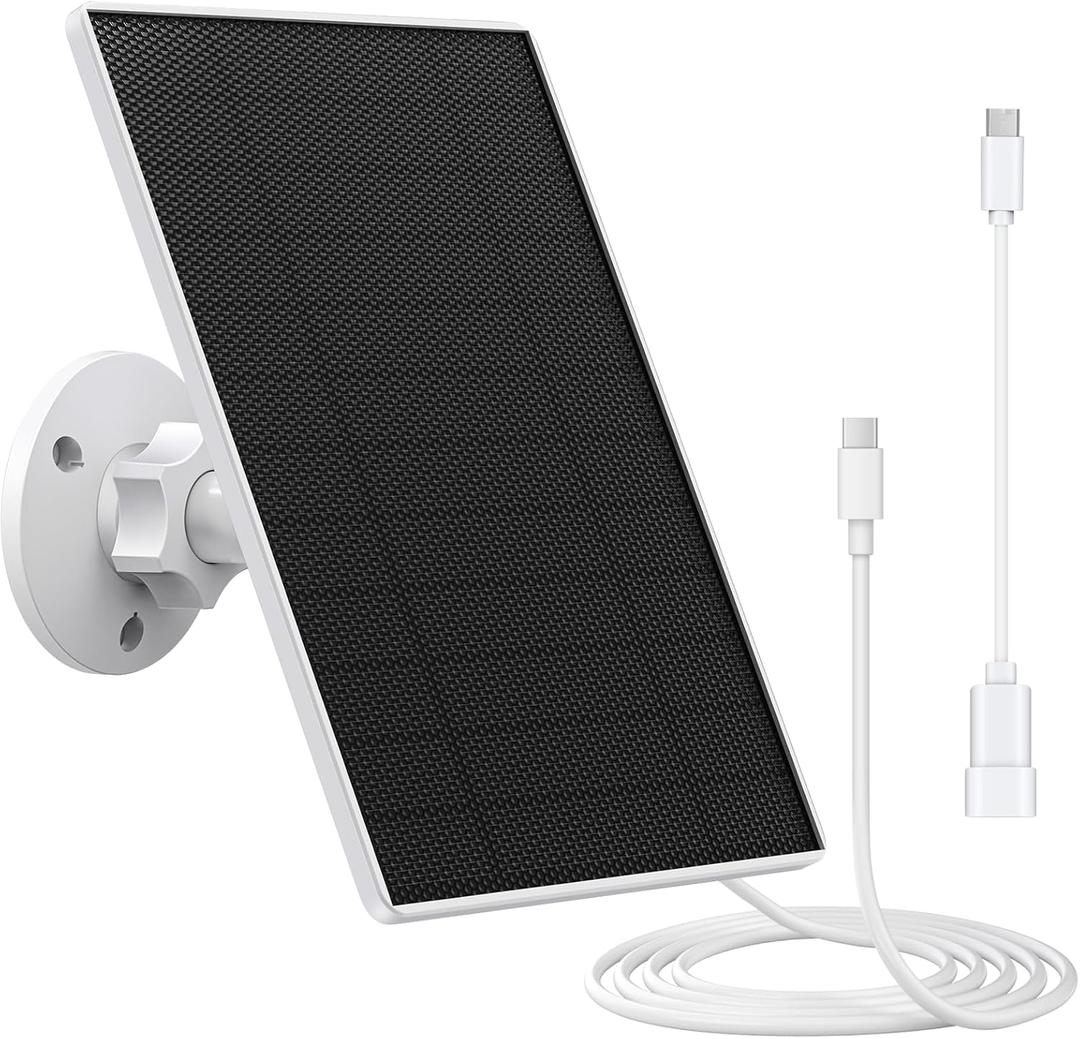 6W Solar Panel Charger for Eufy Camera, Solar Panel Compatible with Eufycam 3/3C/2/2 Pro/2C/2C Pro/E/E20/E40/L20/L40, with Micro USB & Type-C Port 9.8ft Cable