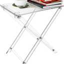 Acrylic Folding TV Tray Table - 23" High Acrylic Table, Foldable Desks for Small Spaces, Living Room, Bed Room, TV Dinner Table with Easy Assembly, 1PCS Transparent Rectangle Tray