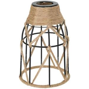 1 Pack Industrial Hemp Rope Pendant Lamp Shade, Small Vintage Boho Hanging Light Shades, Mini Rustic Metal Cage Lampshade for E27 Chandelier Wall Sconces Ceiling Hanging Pendant Light Fixture