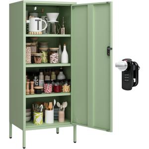 Steehoom Metal Locker Cabinet Lockable Bathroom Storage Cabinet Black 4 Tier Employee Lockers for Home, School, Office, Garage (Green, 19.69" D x 15.75" W x 49.21" H)
