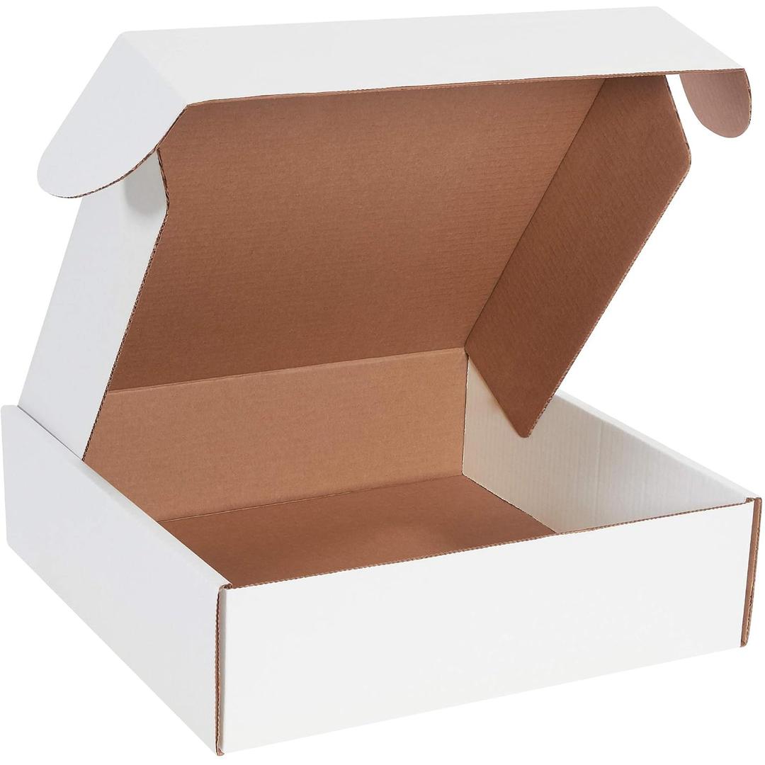 Box USA 14" Deluxe Shipping Boxes 14"L x 14"W x 4"H, 50-Pack - White Box Mailers for Packaging, Storage, Gifts or Bulk Business Orders