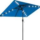 AreShark 6.5' x 10' Rectangular Patio Umbrella with Solar Lights, Solar Powered Lighted Market Umbrella w/Tilt and Crank, Outdoor Table Umbrella for Garden, Deck, Backyard, Pool and Beach, Royal Blue