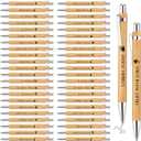 Roowest 50 Pcs Bible Verse Bamboo Ballpoint Pens Bulk Christian Retractable Wooden Bamboo Pens Inspirational Scripture Gifts Bulk for Teacher Sunday School Supplies Religious Church Gift for Men Women