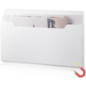 Feifeiya Magnetic Pocket File Holder Large File Folder Organizer Magnetic Paper Mail Letters Holder Wall Hanging Office Supplies for Refrigerator Whiteboard Storage Cabinets(White)