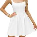 ZTMZA Women's Summer Mini Dress Square Neck Pleated A Line Cute Short Dress
