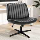 DUMOS Criss Cross Chair Legged Office Wide Comfy Desk Seat, No Wheels Armless Computer Task Seating, Swivel Vanity Home Height Adjustable (Glossy Black)