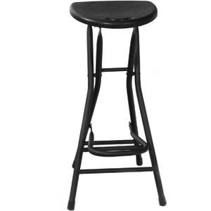 28 inch Folding Bar Stool,Black Folding Stool for Adults Foldable Stools with Handle,Collapsible Heart-Shaped Folding Counter Height Stools Chair for Camping Kitchen,Loads 250 Lbs,1 Pack