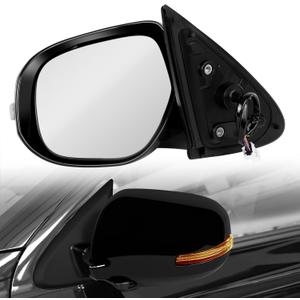 Left Driver Side Mirror Fit for 2014-2021 Mitsubishi Outlander, Rear View Mirror with Power Glass, Heated, Turn Signal and Electric Folding Black (Doesn't Fit for Outlander Sport Model, 9Pins, Black)