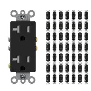 Micmi Decorator Receptacle Outlet, Standard Electrical Wall Tamper Resistant Decorative Receptacle, 20Amp 125 Volt, Grounding UL Listed (50Pack, Black, 20 Amp Outlet)