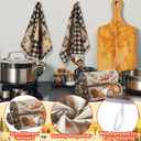 Ganeen 6 Pcs Thanksgiving Kitchen Towels Set Fall Autumn Pumpkin Buffalo Plaid Hand Truck Gnome Dishtowels 14.2 x 21.3 Inch Harvest Drying Cloth Decorative Tea Towels for Cooking Baking Home (Stylish)