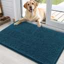 OLANLY Dog Door Mat for Muddy Paws 35x24, Absorbs Moisture and Dirt, Absorbent Non-Slip Washable Doormat, Quick Dry Chenille Mud Mat, Entry Indoor Entryway Carpet for Inside Floor, Atlantic Blue