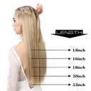 SARLA Invisible Wire Hair Extensions Dark Brown Short Synthetic Hairpieces Straight 14 Inch Adjustable Headband for Women No Clip
