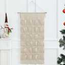 MONOBLANKS Fabric Christmas Advent Calendar with Pockets,Reusable Natural 24 Days Countdown Advent Calendar Hanging Storage Bag for Xmas Holiday Home Wall Decoration (Natural)