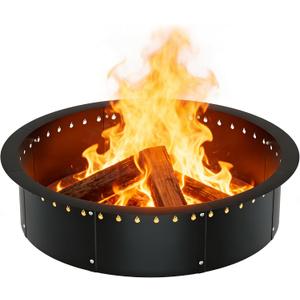 RELIANCER 43.4'' Fire Pit Ring,Outdoor Smokeless Fire Pit Liner,Heavy Duty Steel Wood Burning Firepit Rings Insert kit,DIY Campfire Fireplace Rings Insertion Barrier Lining for Backyard,Garden,Patio