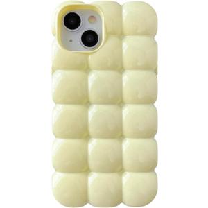 Caseative for iPhone 14 Pro Case,3D Cube Grid Candy Color Soft Phone Case (Yellow)