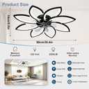 35" Ceiling Fans with Lights and Remote, Low Profile Flush Mount, 35.4"L x 35.4" W x 5.5" H