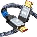 Highwings 8K@60 Long HDMI Cable 15FT, 48Gbps 2.1 High Speed Gaming HDMI Cord 4K120 144Hz RTX 3090 eARC HDCP 2.2&2.3 Compatible for PS5, SoundBar, AVR, UHD TV (15 feet, Grey)